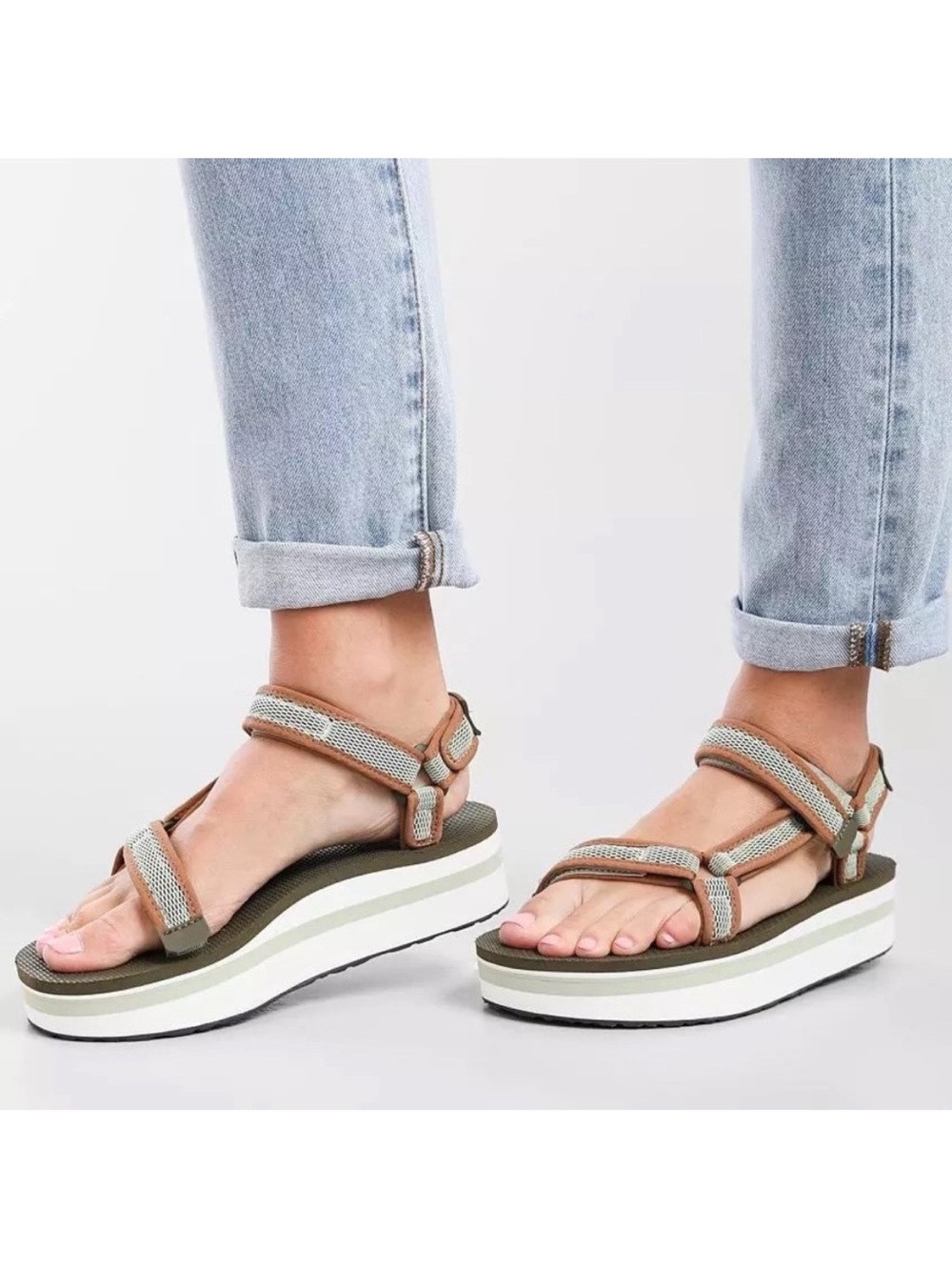 Teva Flatform Mesh Sandals - Dark Olive